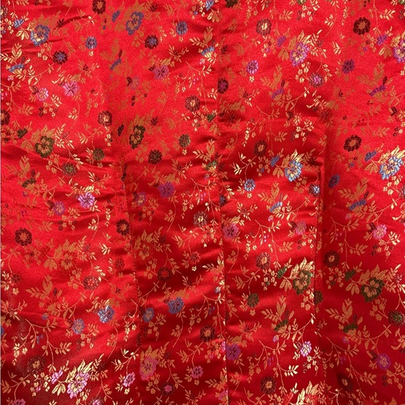 Vietnamese Chinese Floral Red‎ Traditional Top Size Large - Picture 3 of 8